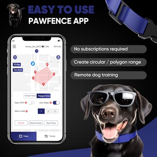 GPS Electric Dog Fence with Free App, Wireless Fence System with Training Collar, Adjustable of Dogs Portable Fence for Ou...