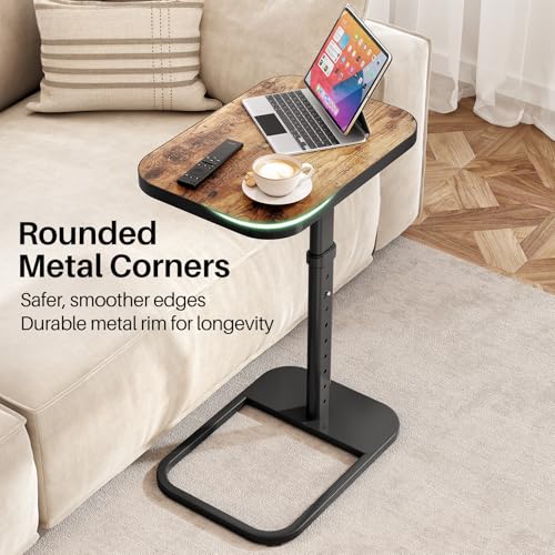 Kitstorack TV Tray Table, Adjustable Height & Flip-Top & Rounded Metal Corners, Snack Table for Couch, Sofa, Bed, Chair, L...