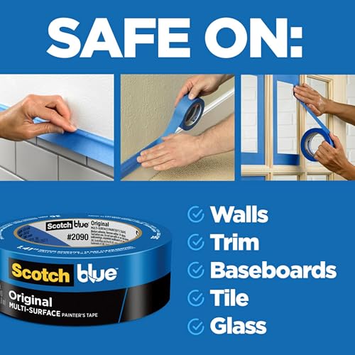 ScotchBlue Original Multi-Surface Painters Tape, 1 Inch Wide (0.94 In. x 60 Yds), 1 Roll, Blue Paint Tape Protects Surface...