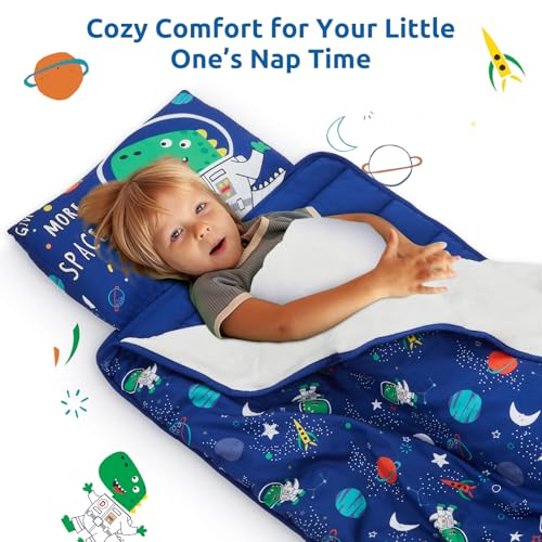 Toddler Nap Mat with Pillow and Blanket, Soft Sleeping Bag for Kids Boys and Girls, Slumber Bags Kids for Preschool, Dayca...