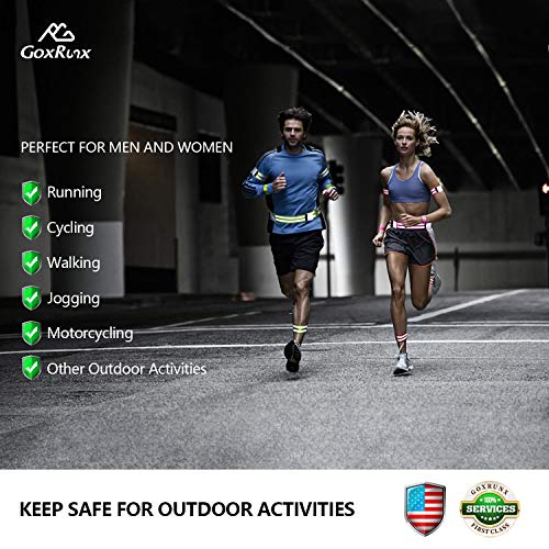 GoxRunx Reflective Bands Running Gear 6 Pack-Adjustable Reflective Armband Arm Wrist Ankle Leg Bands Reflectors -Reflectiv...