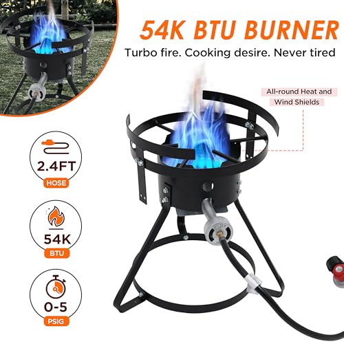 Red Mountain Valley Propane Gas Single Burner, Outdoor Camp Stove with 30Qt Pot and Timer, Seafood Boil, Outdoor Propane S...