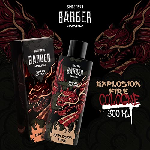 Marmara Barber Cologne - Best Choice of Modern Barbers and Traditional Shaving Fans Limited Edition Glass Bottle in Gift Box (500 ml, Explosion Fire)
