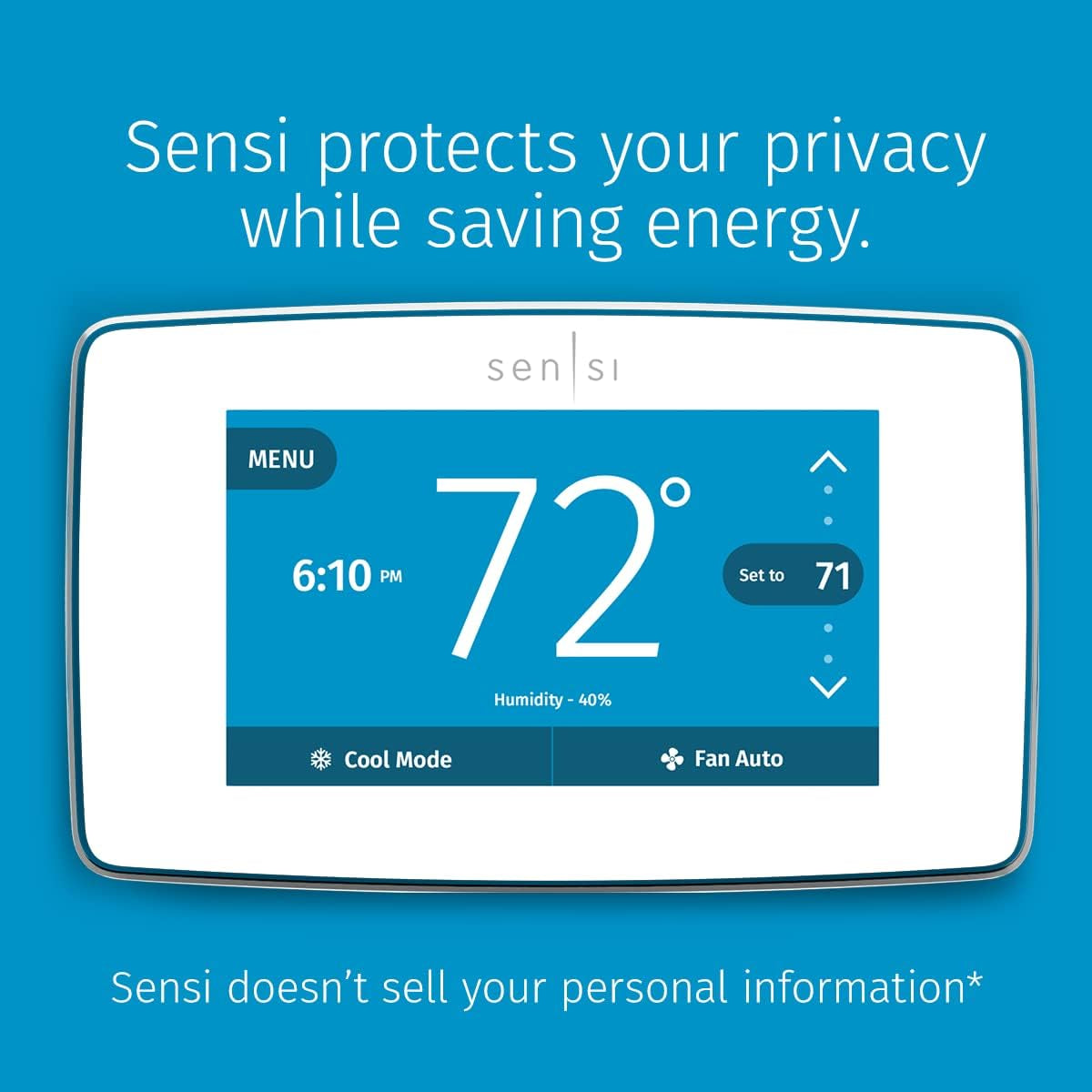 Sensi Touch Wi-Fi Smart Thermostat with Touchscreen Color Display, Works with Alexa, Energy Star Certified, C-Wire Required, ST75W , White
