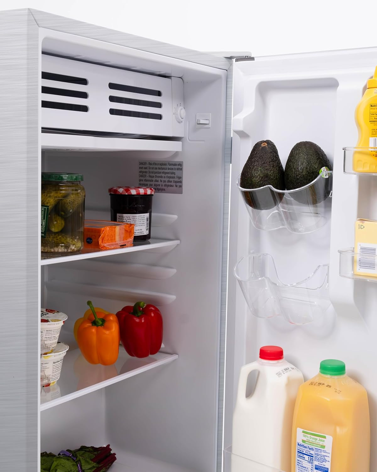 Mini Refrigerator, Compact Freezer Compartment, Adjustable Thermostat Control, Reversible Door, Contemporary Series, 4.5 Cu Ft, Platinum