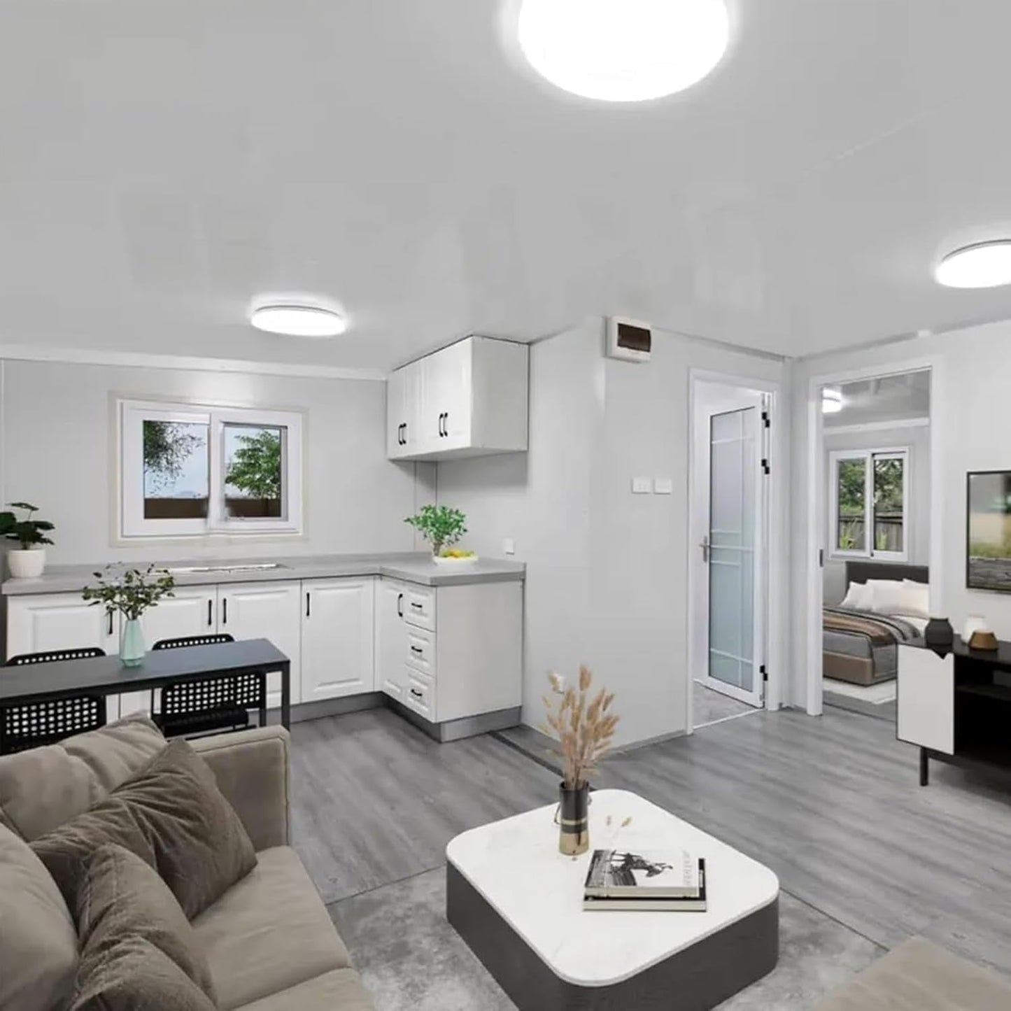 Prefab Tiny Homes for Sale, Extendable Container House Casas Prefabricadas Para Vivir 20Ft 40Ft Foldable Modular House with 2-3 Bedrooms, Kitchen and Bathroom Tiny Houes to Live in for Adults