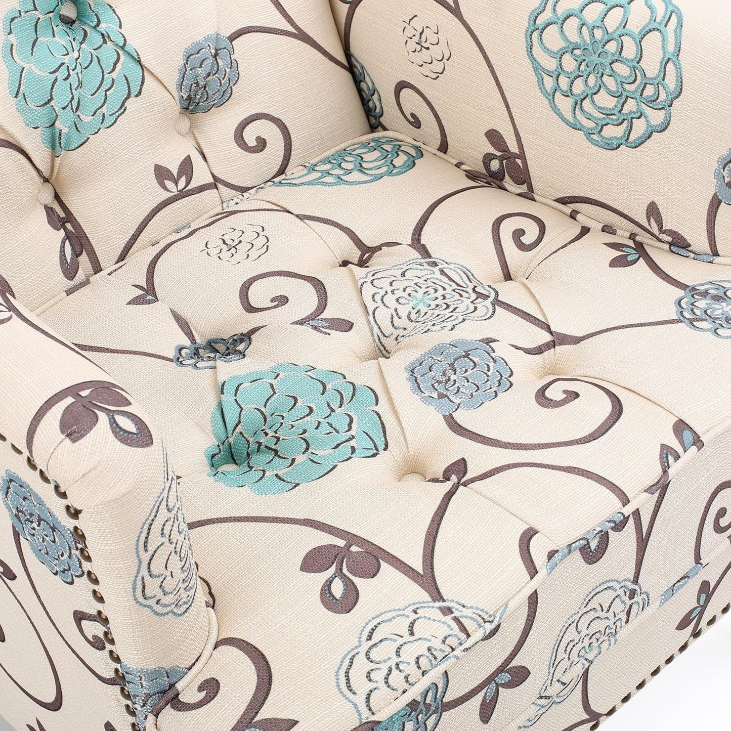 Harrison Fabric Tufted Club Chair, White / Blue (29.5"D X 28"W X 33.5"H)