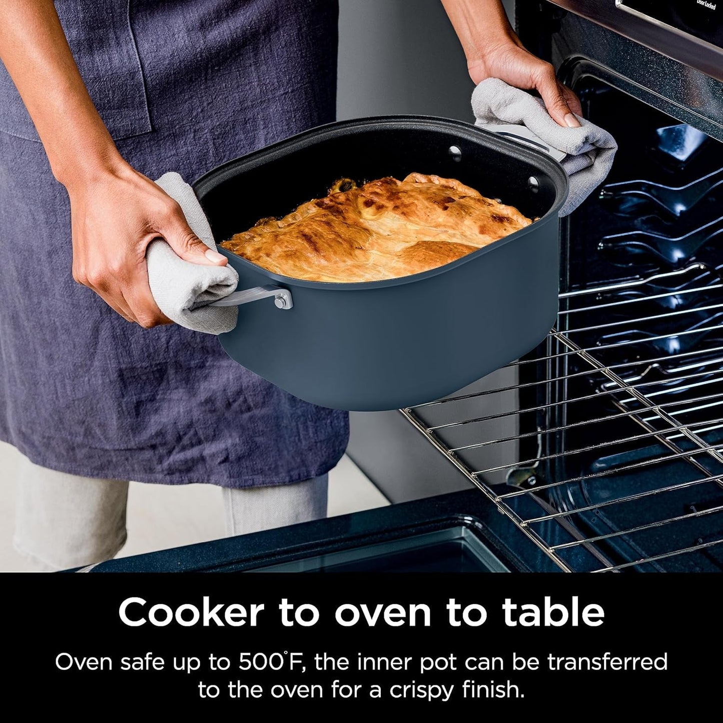 MC1101 Foodi Everyday Possible Cooker Pro, 8-In-1 Versatility, One-Pot Faster Cooking Replaces 10 Tools, Family-Sized Capacity with Adjustable Temp Control, 6.5 Quarts, Midnight Blue