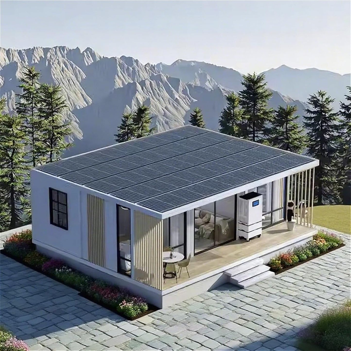 Portable Foldable Solar-Powered Off-Grid Modular Tiny Home | Prefab Mobile Container Cabin | Modern Villa with Bedroom Bathroom and Kitchen for Remote Living & Rental