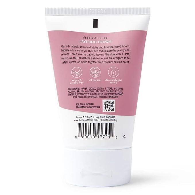 Dabble & Dollop Coconut Lotion, Layering Lotion, Hydrating Scented Lotions for Kids, All-Natural, Dermatologist Tested, Vegan & Cruelty-Free (3.4oz, Pack of 2)