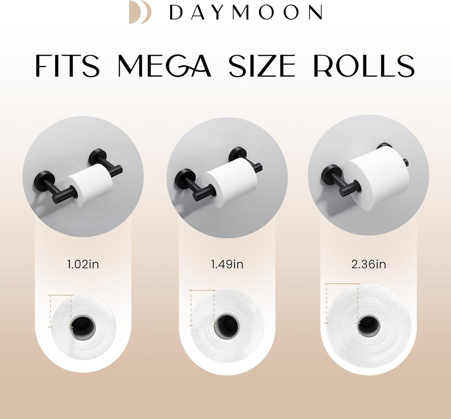 Day Moon™ (2 Pack) Matte Black Toilet Paper Holder - Black Toilet Paper Holder Wall Mount