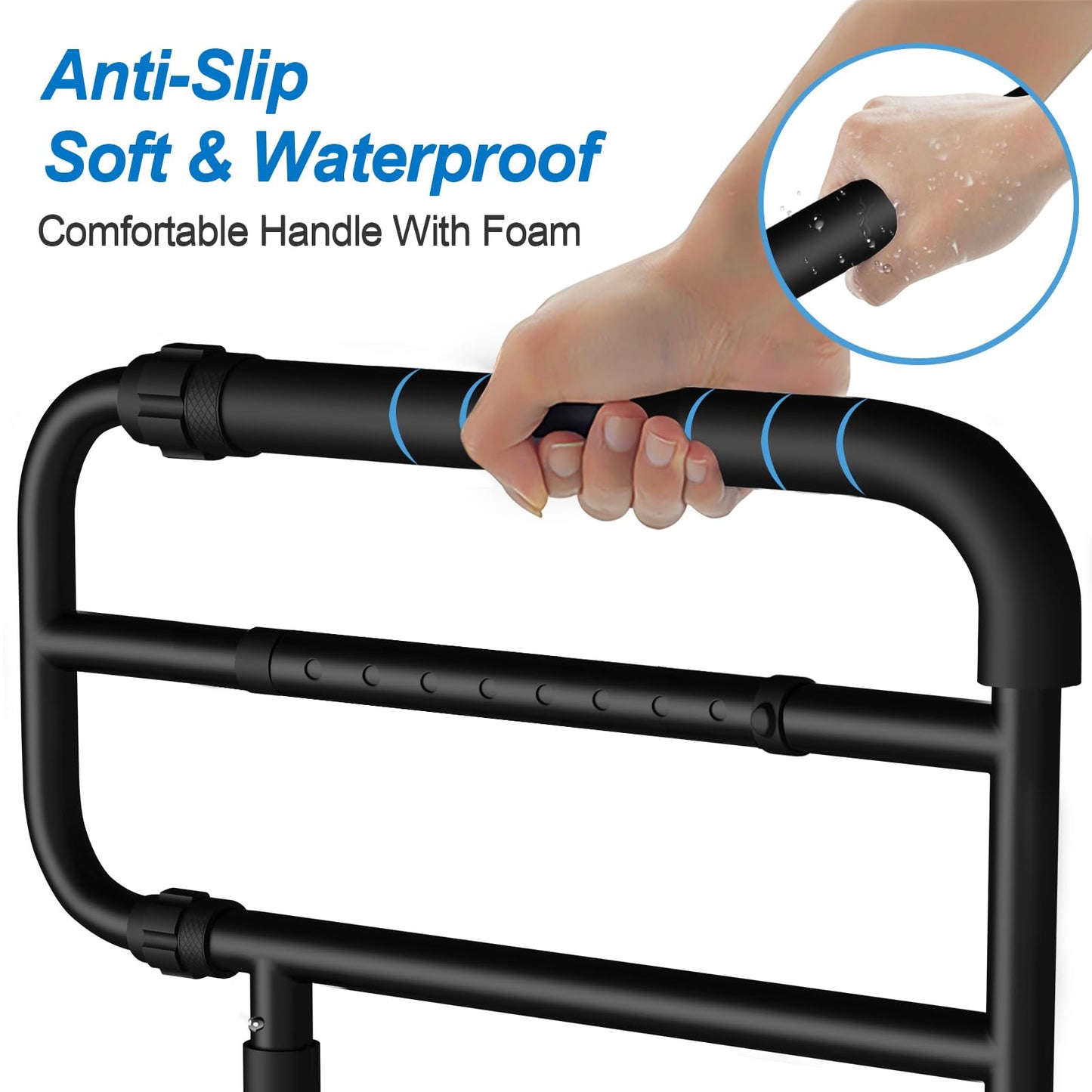 KingPavonini Bed Rails for Elderly Adults Safety with 9 Level Adjustable Handle, Stable Bed Railings for Seniors Hold up to 400 Lbs, Bed Cane with Storage Bag & Tool-Free Installation