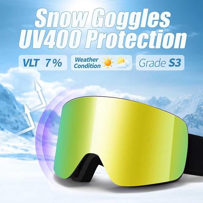 Ski Goggles OTG Snow/Snowboard Goggles Snowboarding Goggles Over Glasses Ski Goggle for Men Women Adult