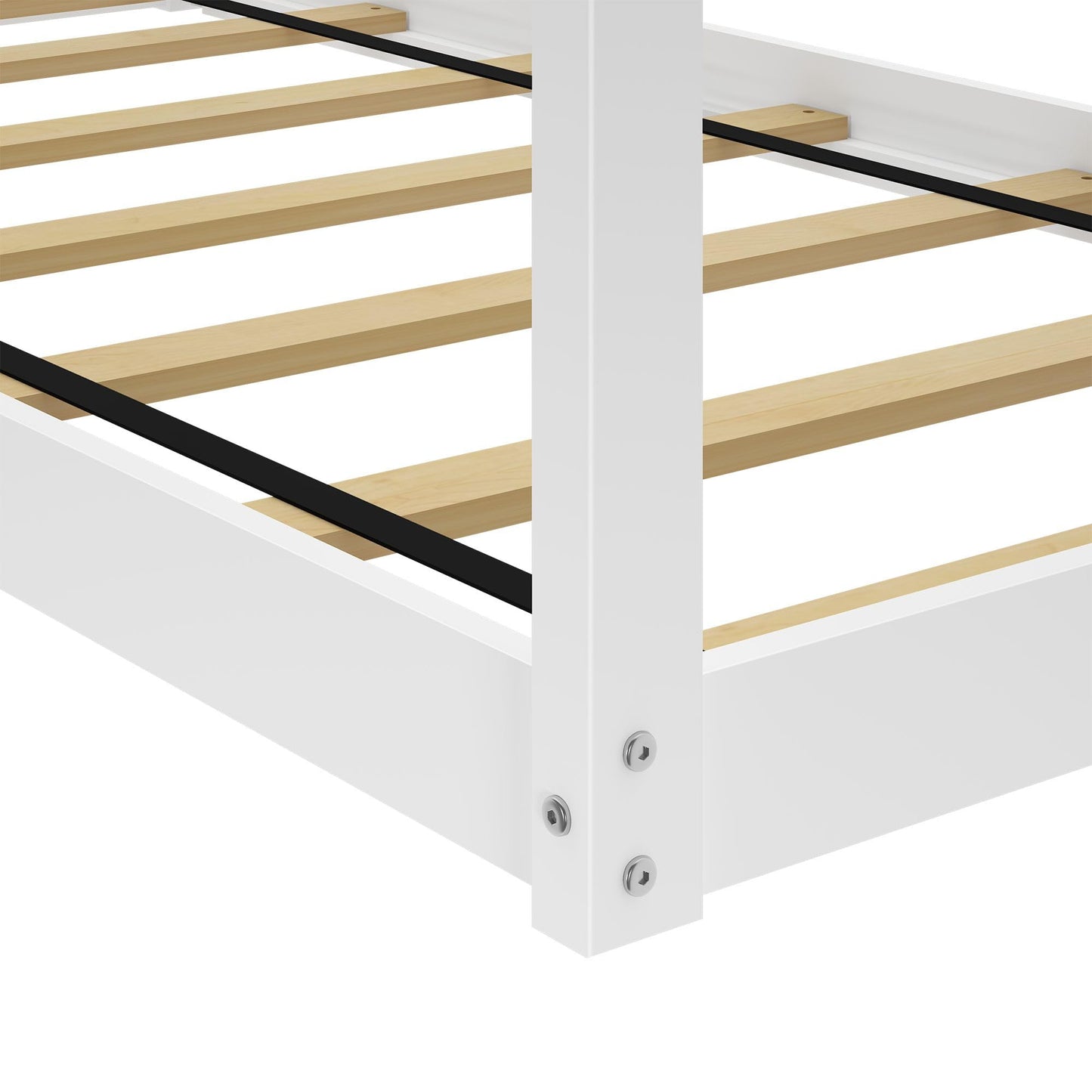 Max & Lily Twin Floor House Bed, Modern Solid Wood Low Bed Frame for Kids, Montessori Floor Bed for Bedroom, Playroom, Wooden Slats, White