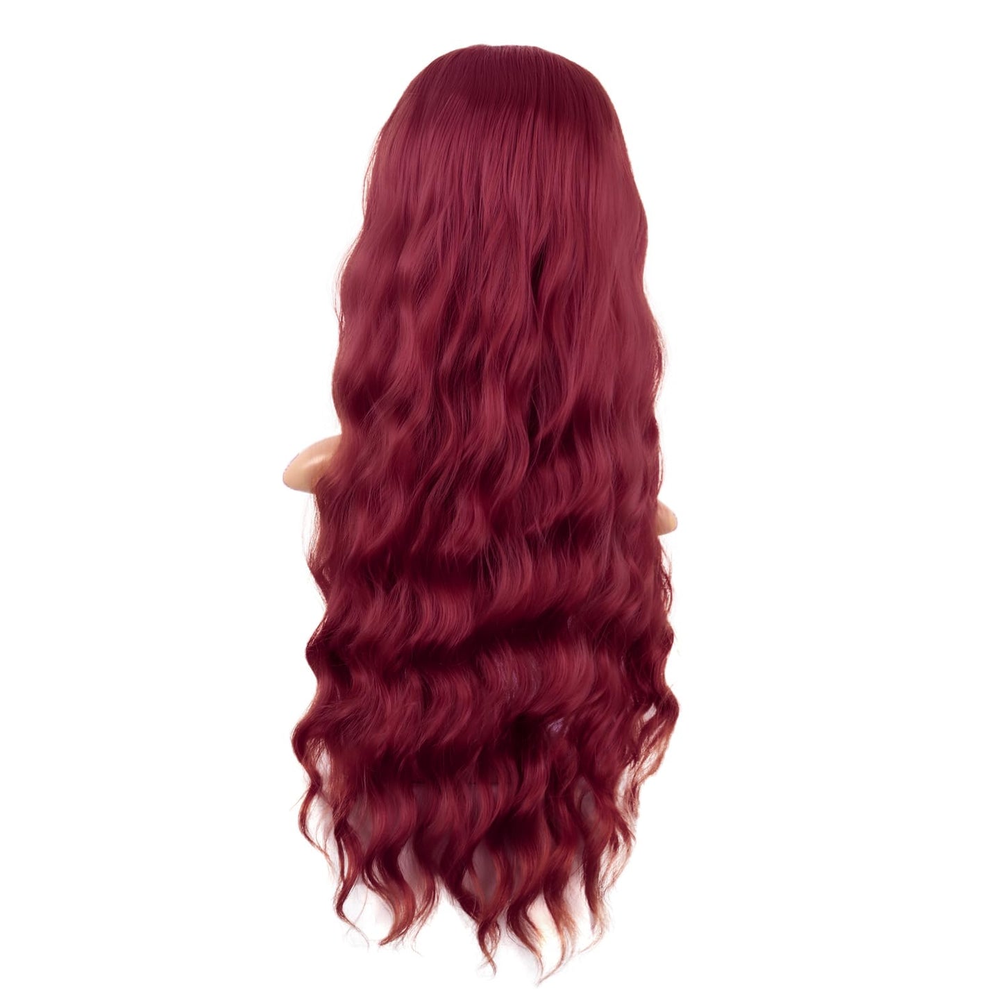 MapofBeauty 28 Inch/70 cm Long Wavy Middle Part with No Bangs Synthetic Fiber Curly Fashion Women Party Cosplay Wig (Blood Red)