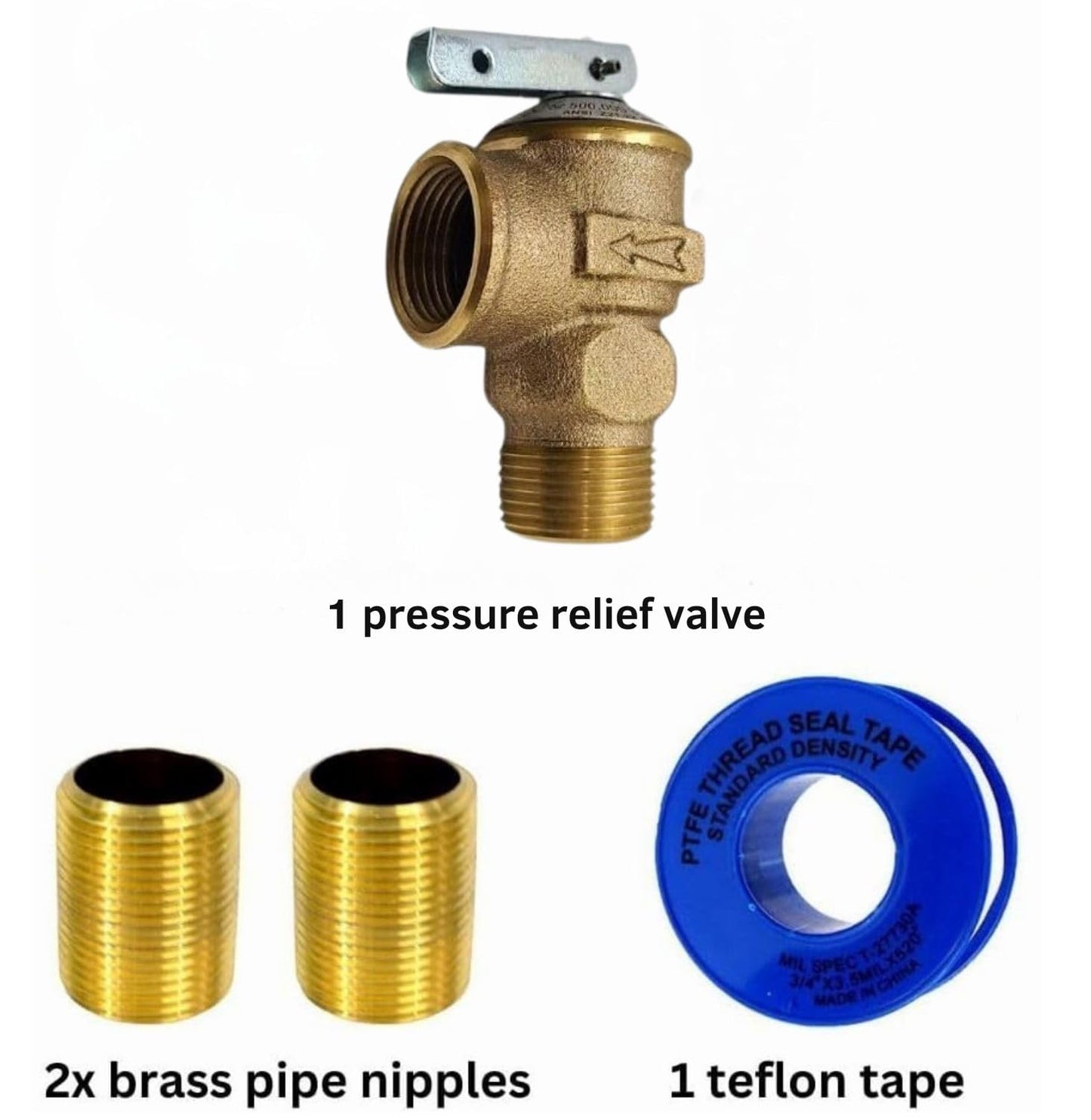 CMI Inc - 3/4 Inch IPS Female Threaded Complete Tankless Water Heater Valve Kit with Pressure Relief Valve Water and Gas Connectors - Compatible with Most Tankless Water Heater Brands