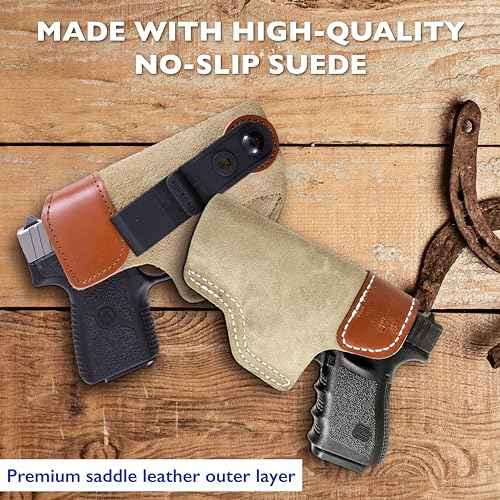 DeSantis Sof-Tuck - IWB Holster, Fits the KelTec P32/P3AT/RGR LCP/LCP II, Colt Mustang/Pony/Pocketlite, Taurus 738TCP/Spectrum, Springfield 911, SIG P238, Kimber Micro Carry 380 - Right Hand Draw, Tan