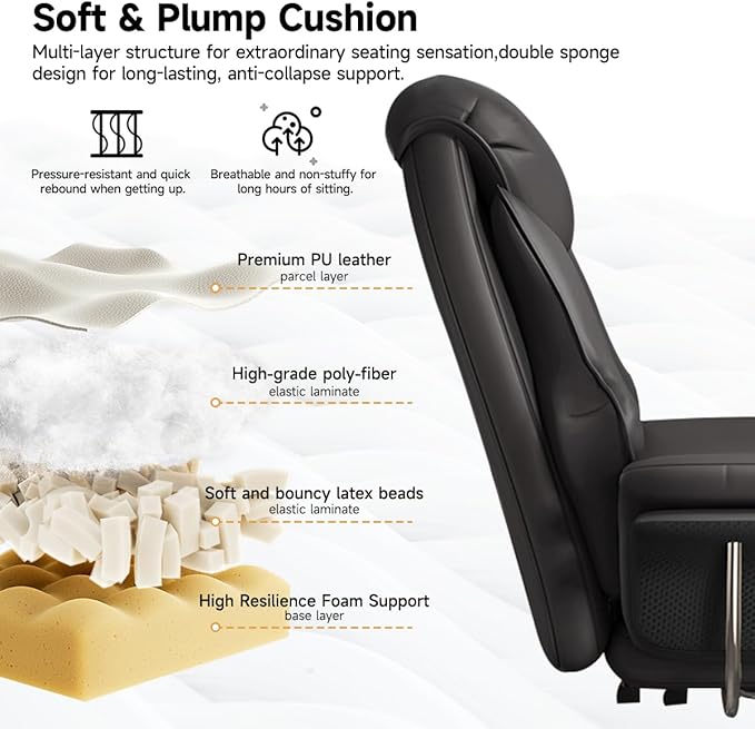 HDHNBA Big and Tall Office Chair 550 lbs Extra Wide Leather Executive Chair with Retractable Footrest, Heavy-Duty Ergonomic Chair, Adjustable Height Computer Gaming Chairs