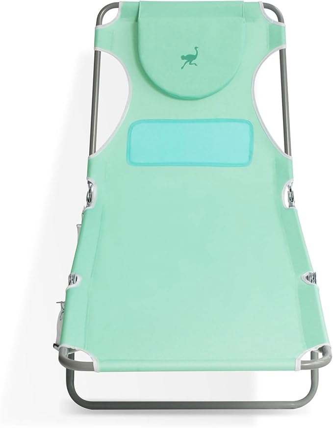 Ostrich Ladies Comfort Lounger with Chest Support, Portable Reclining Outdoor Patio Beach Lawn Camping Pool Tanning Chair, Teal
