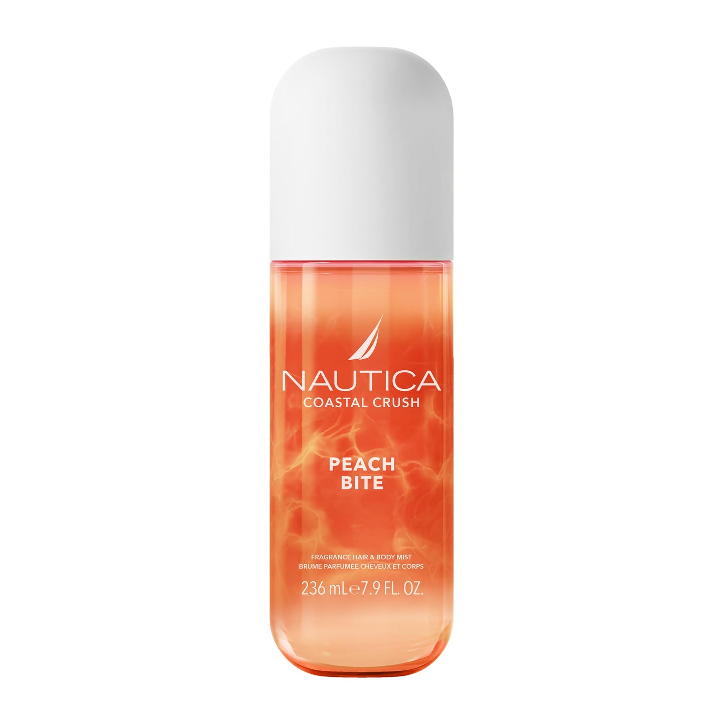 Nautica Peach Bite, a Refreshing Gourmand Hair & Body Mist for Women, Notes of Peach Iced Tea, Peony, and Blond Woods Accord, Long Lasting, 8.0 fl oz