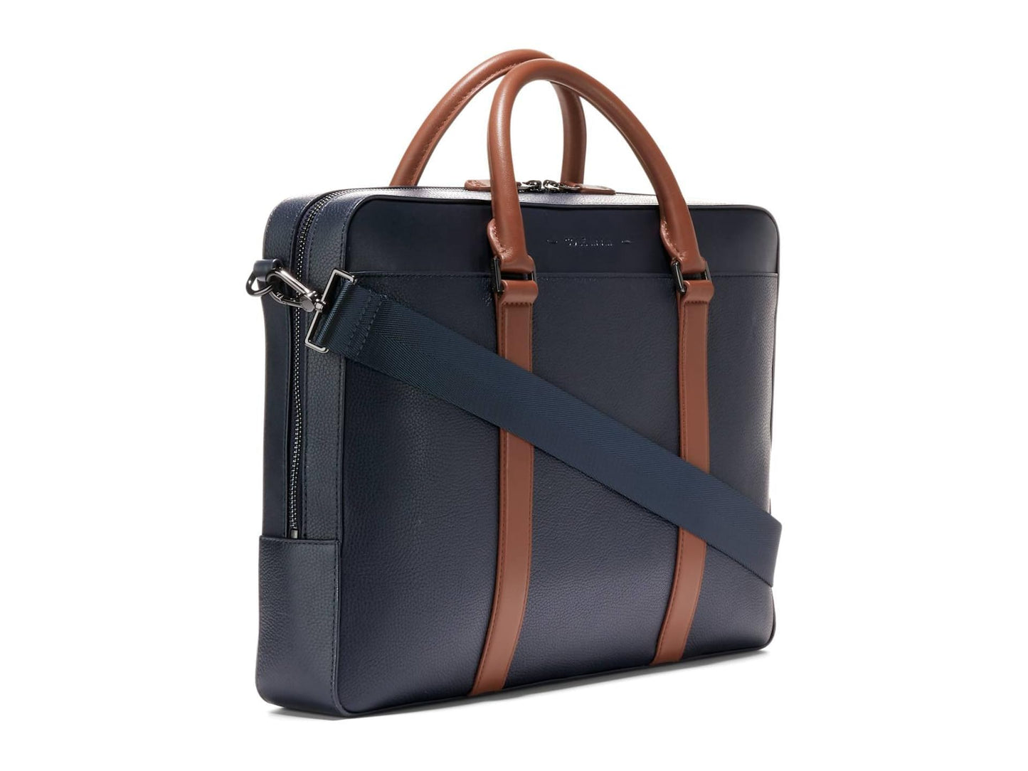 Cole Haan Men's Triboro Briefcase, Navy Blazer/New British Tan