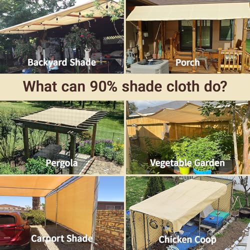 MEANCHEN 90% 10x20ft Sun Shade Cloth for Outdoor Deck Backyard Patio Garden Shade Fabric Privacy Screen Pergola Shade Cove...