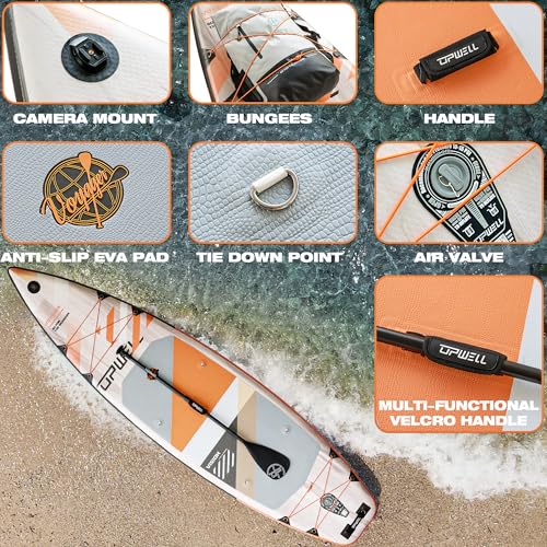 UPWELL 11’6”/11'2”/11'/10'8”/10'6”/10'2” Inflatable Stand Up Paddle Board with sup Accessories Including Backpack, Repairi...