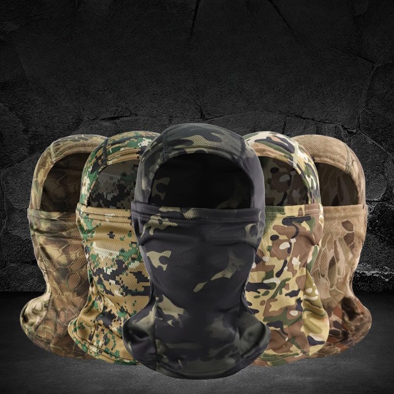 Camouflage Neck Gaiter Cycling Mask Ski Mask for Men Women Sunscreen Headgear Face Mesh for Outdoor Sports Hiking Biking