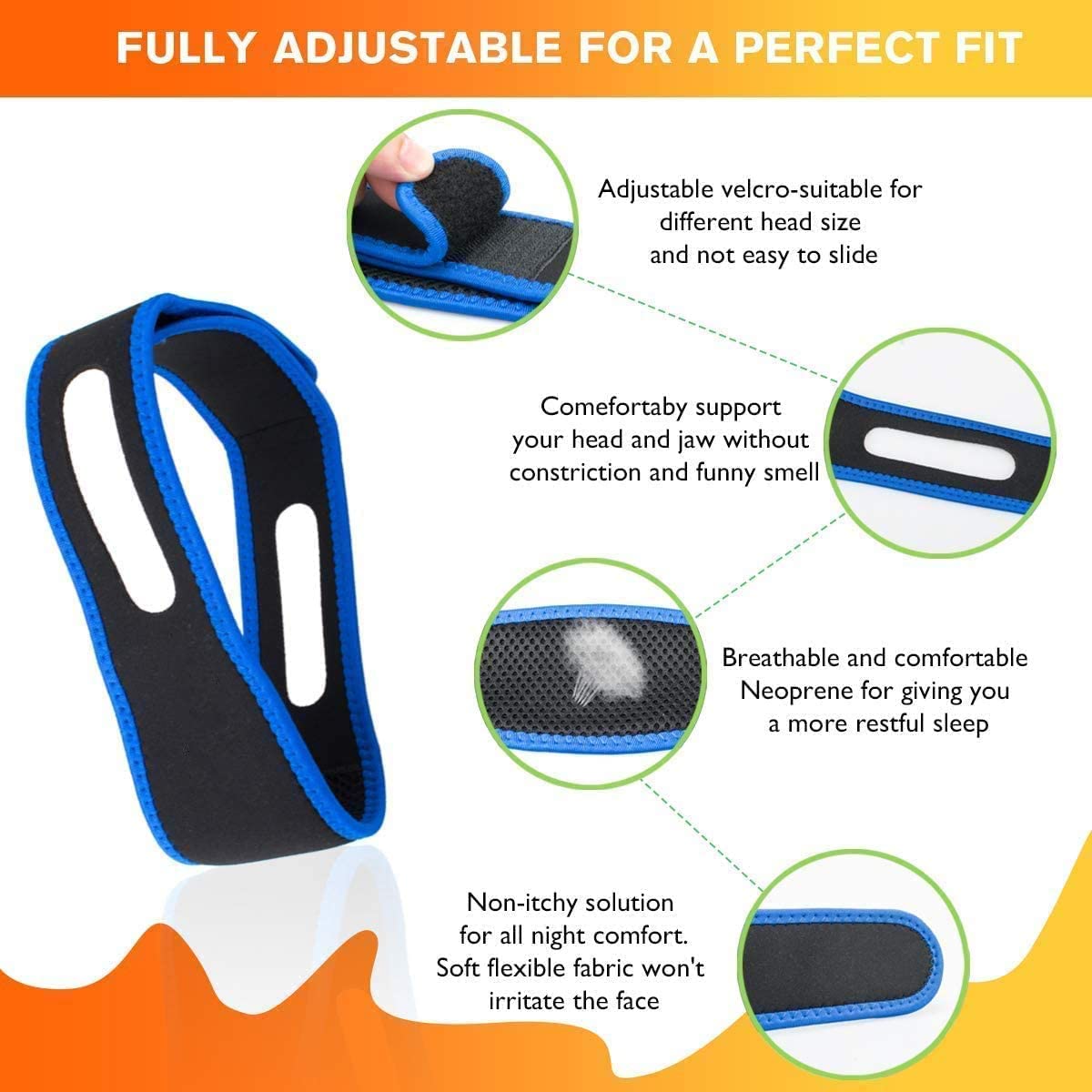 2025 Model Anti Snoring Chin Strap, Stop Snoring Chin Straps for CPAP Users, Jaw Strap for Sleeping,Chin Straps to Keep Mouth Closed for Sleeping Better, Cpap Chin Strap for Sleep for Men- Women