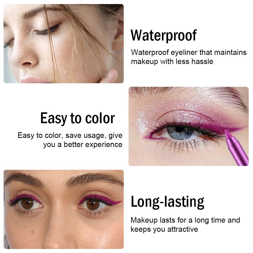 Kaely Gel Eyeliner Pencil for Women, Grape Purple Eye Liner Waterproof Smudge Proof with Sharpener, Waterline Eye Makeup Liners,