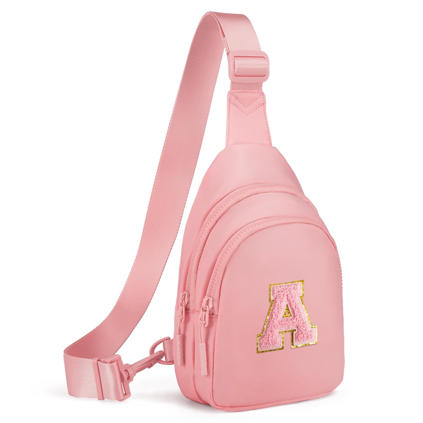 Viverte Gifts for Teen Girls 3-11 Year Olds - Personalized Preppy Initial Sling Bag (Light Pink-A)