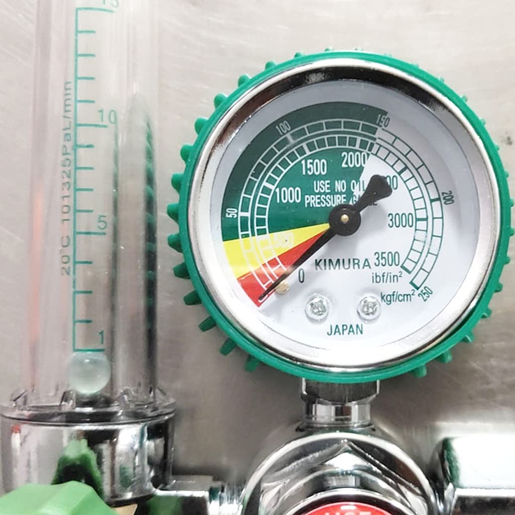 tegongse Oxygen Pressure Regulator, Oxygen Pressure Gas Regulator Inhaler, Pressure Reducer Oxygen Gauge Flow Meter Buoy Type Female Thread and Tube