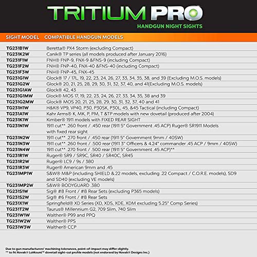 TRUGLO Tritium Pro Night Sights, Compatible with Glock Handgun Models | Compact Durable Glow-in-The-Dark Front & Rear Gun Sight Set with Focus Lock Front Ring