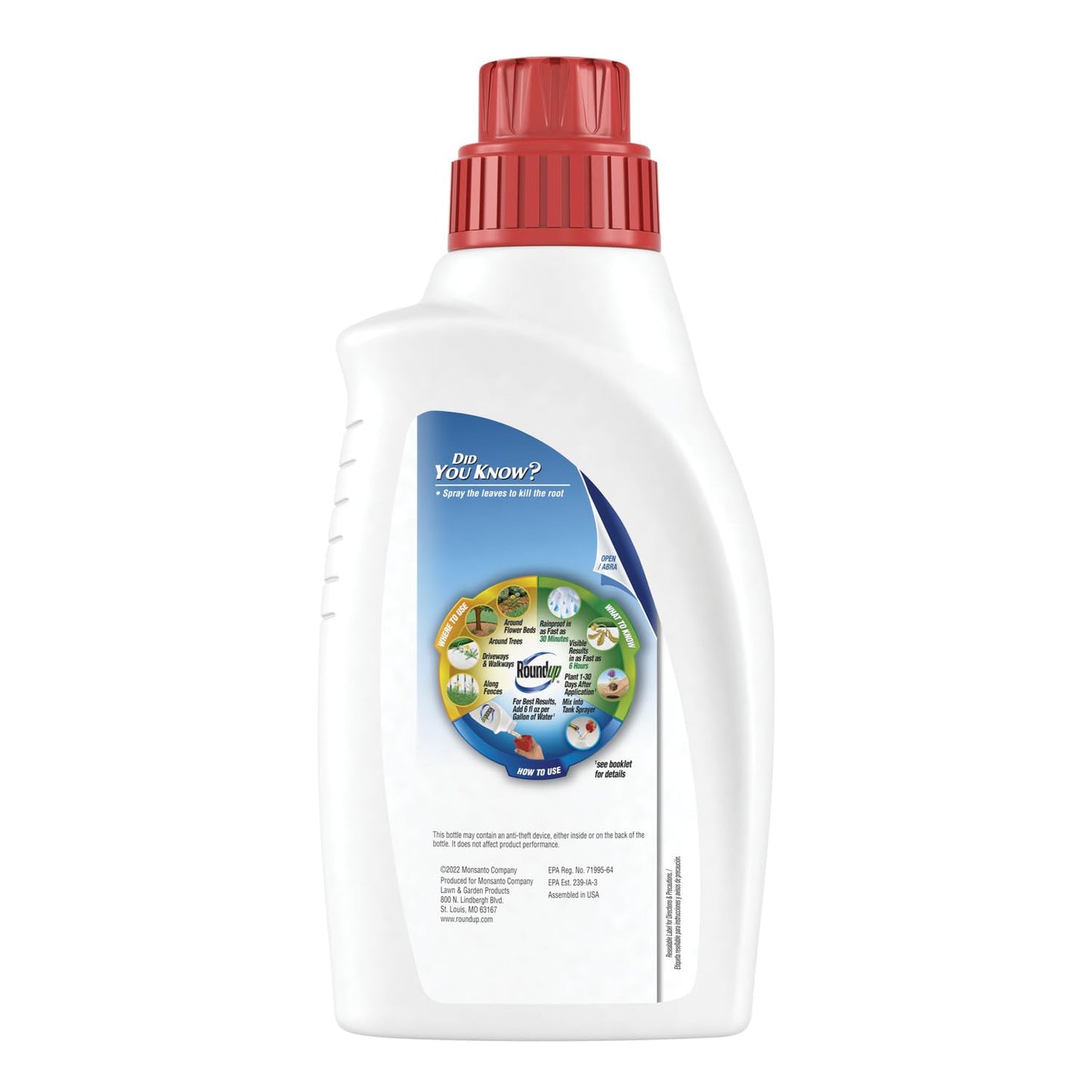 Roundup Weed and Grass Killer₄ Concentrate, Use in and Around Flower Beds, Walkways and Other Areas of Your Yard, 35.2 fl. oz.