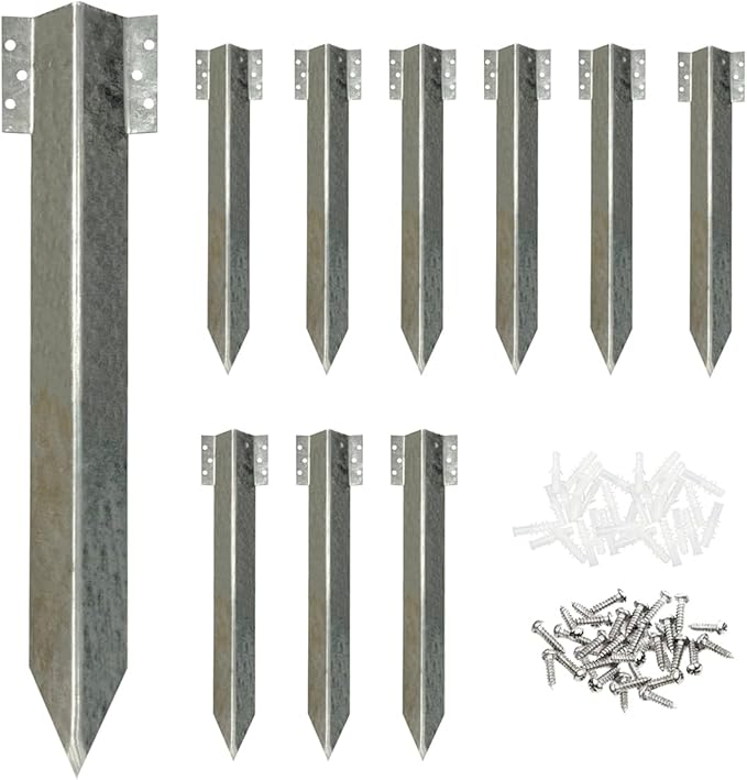 10pcs Sleeper Stakes,Metal Stake Heavy Duty,Fence Post Repair Stakes Anchors Ground Spikes, Metal Stake for Ground,Raised Garden Bed,Wooden Garden Edging Border,Driveway,Path Edging