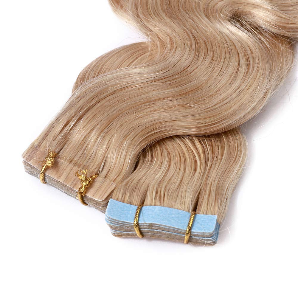 Hairro 22 Inch Tape in Human Hair Extensions Wavy Thin Long Hair 50g 20pcs/pack Seamless Skin Weft Glue in Body Wave Human Hairp
