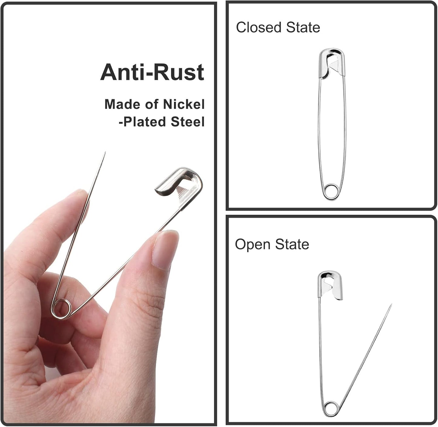 500 PCS 19mm Safety Pins - Heavy Duty Quilting Pins, Mini Size 00, Silver Metal for DIY Crafts, Jewelry Making, Baby Clothing