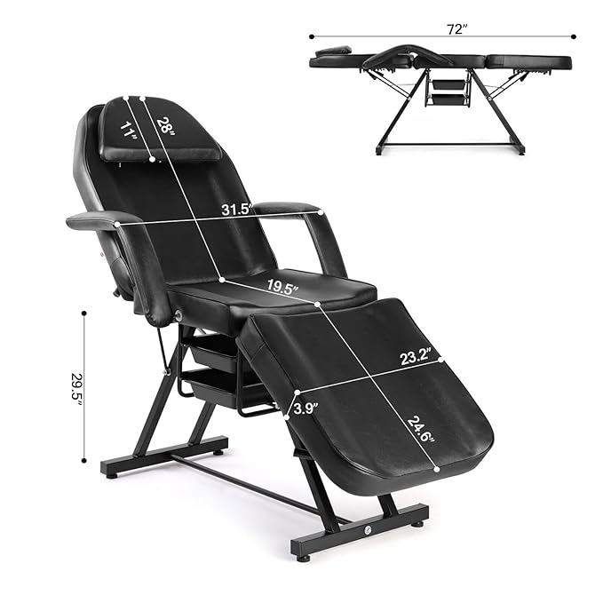 Artist hand Facial Bed Lash Bed for Eyelash Extensions (Black 1)
