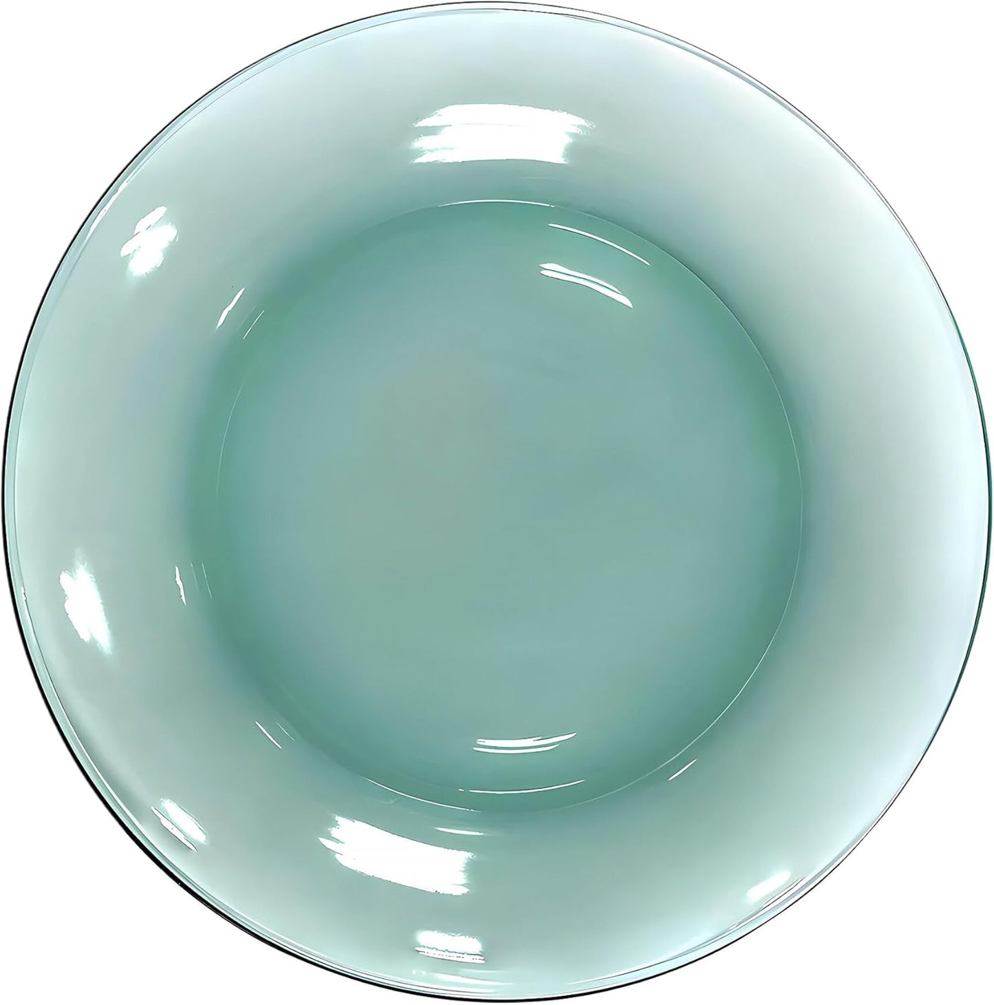 STP GOODS Glass Soup and Salad Bowl with Handles, Cobalt Transparent Glass Eating Plates, Circular Dinnerware for Salad, Bread, Dinner (Green Set 4)