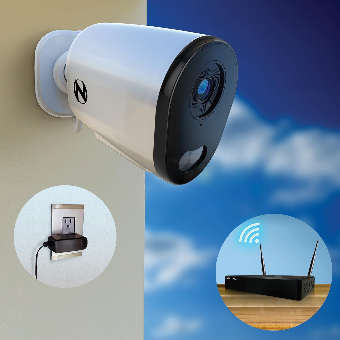 Night Owl 10 Channel Bluetooth Video Home Security Camera System with (8) Plug-in Wi-Fi 2K HD Indoor/Outdoor Spotlight Cameras with 2-Way Audio and 1TB Hard Drive (Expandable up to 10 Cameras)