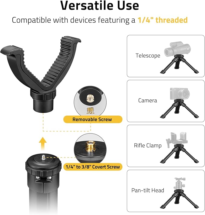 CVLIFE Shooting Rest Tripod - Adjustable Height, 360 Degree Rotation, V Yoke Stand - Portable Rifle Rest for Target Shooting, Hunting and Outdoor Activities