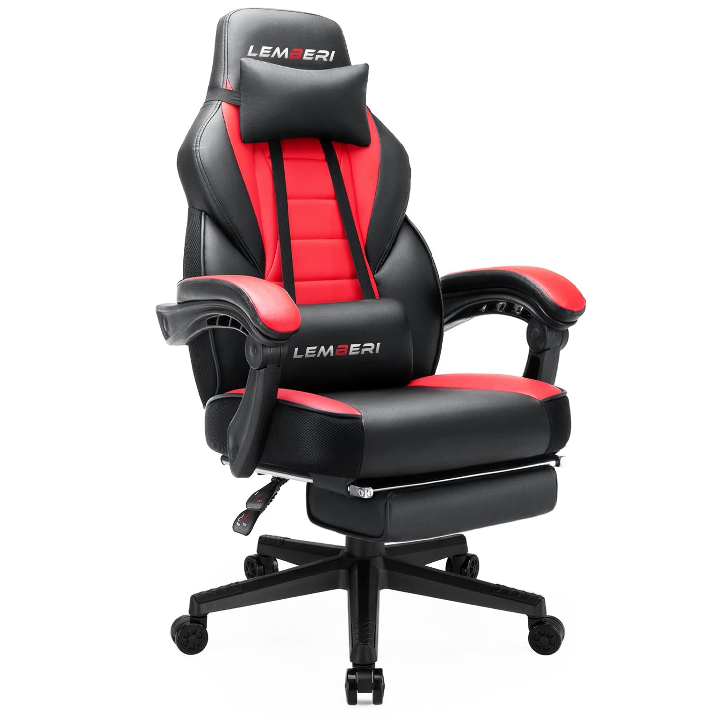 LEMBERI Video Game Chairs with footrest, Big and Tall Gamer Chair for Adults, 400lb Capacity, Racing Style Computer Chair with Headrest and Lumbar Support