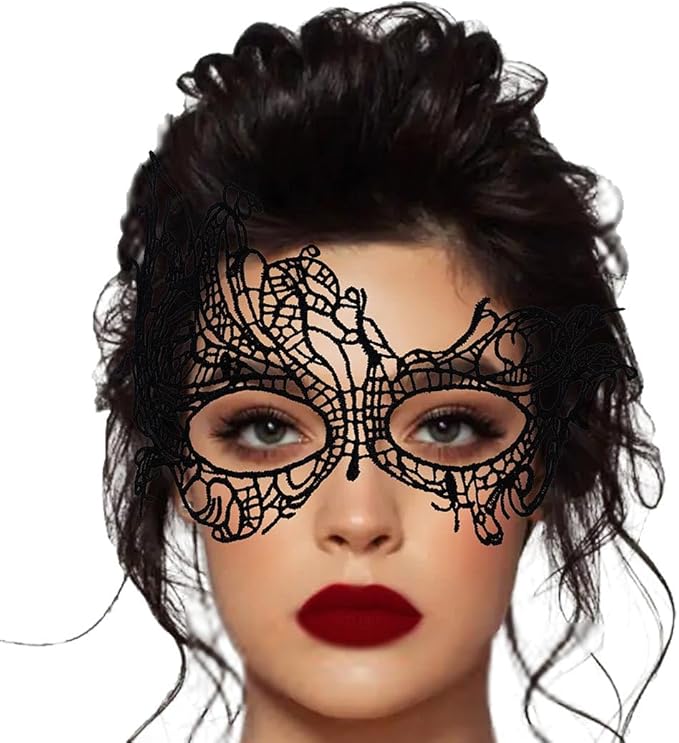 Nicute Lace Masquerade Mask Black Halloween Masks for Women
