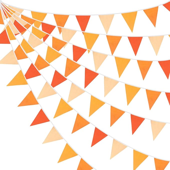 10M/32Ft Triangle Flag Fabric Banner Cotton Pennant Garland Cloth Bunting for Fall Decor Autumn Wedding Birthday Party Tha...