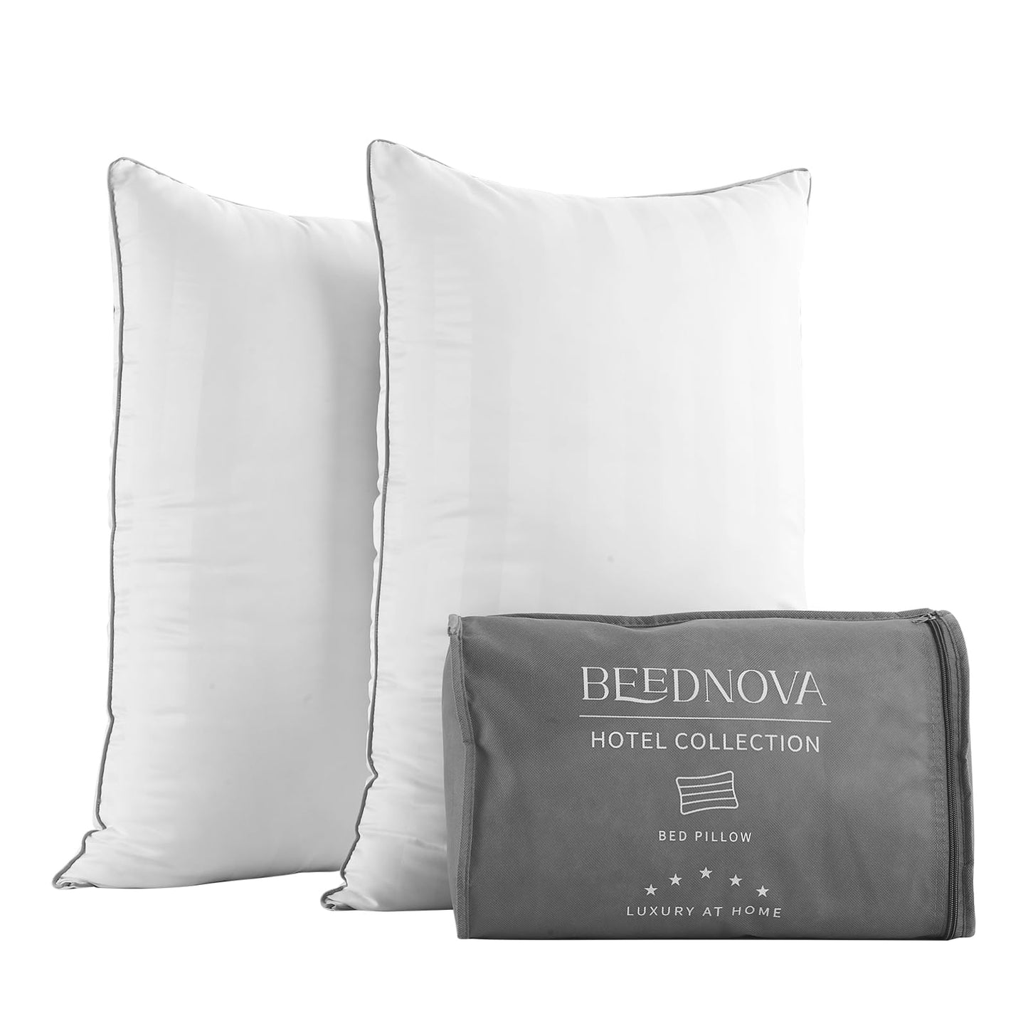 Hotel Collection Fluffy Bed Pillows King Size Set of 2- Down Alternative Pillow-Best Soft Pillows for Sleeping-Pillows for Side,Back and Stomach Sleepers-Relief Neck Pain - 20x34 in