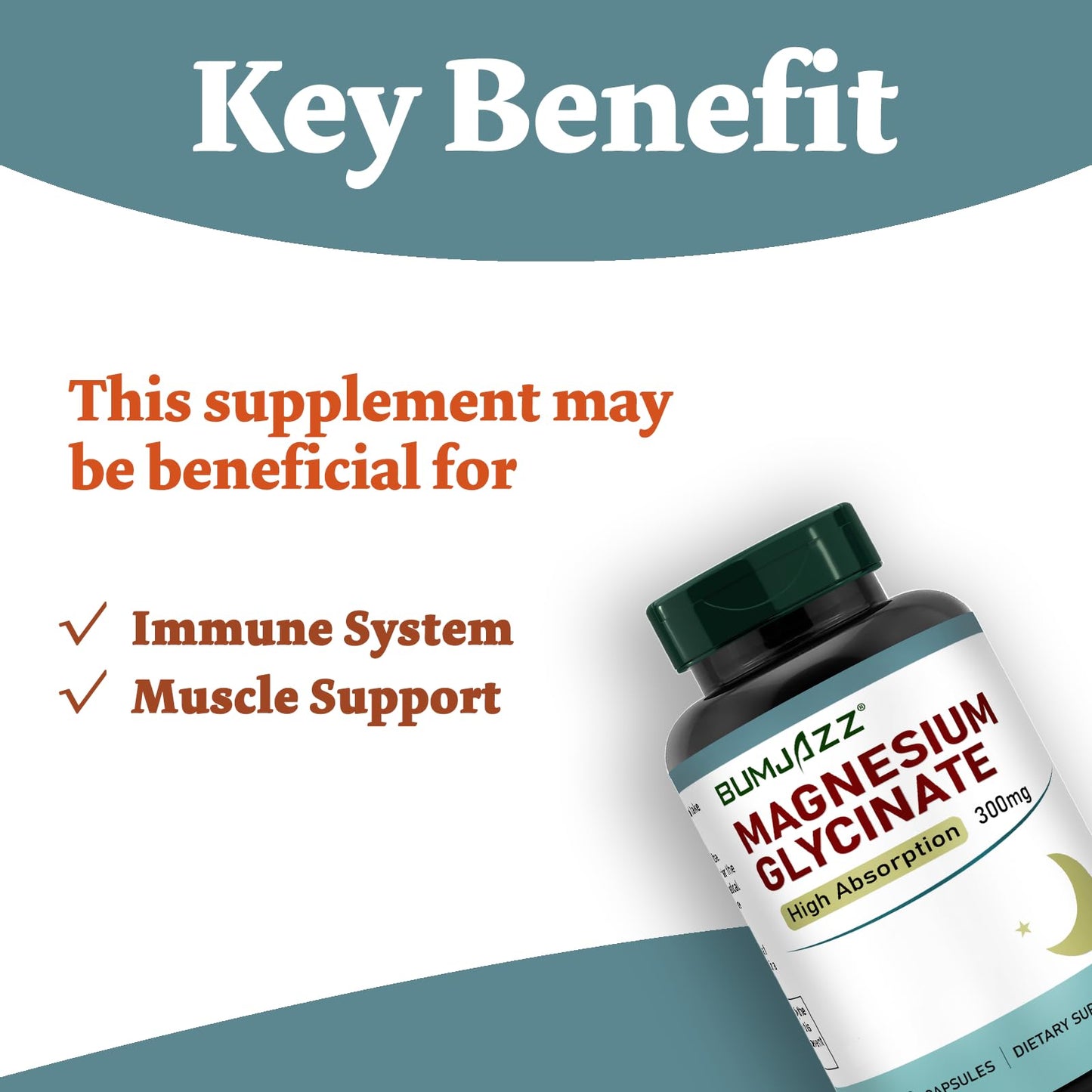 Bumjazz Magnesium Glycinate Supplement - Magnesium Supplement Magnesium Glycinate 300mg - 100% Chelated for High Absorption Vegan Essential Mineral Supplement 300 Capsules