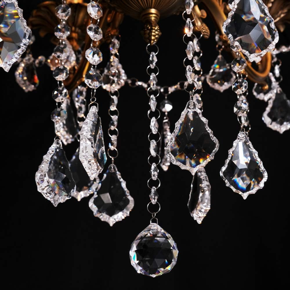 MEEROSEE Crystal Chandeliers Contemporary Chandelier 6 Lights Island Lighting Candle Pendant Ceiling Light Fixture for Dining Room Living Room Kitchen Bedroom Hallway Entry D22.1