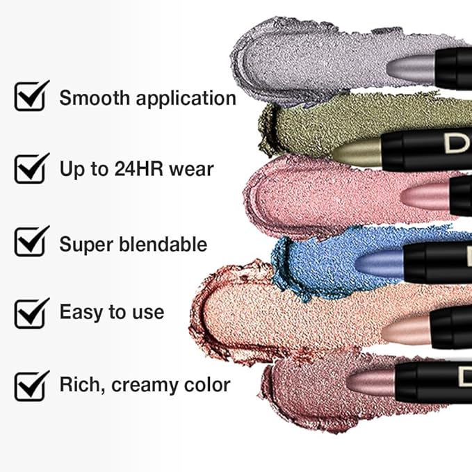 Kaely Cream Eye Shadow Sticks, Champagne Shimmer Eyeliner Pencil Eyeshadow Palette Makeup, Eye Highlighter Brightener Stick for Older Women Waterproof Pigmented, sombras para ojos, New-74