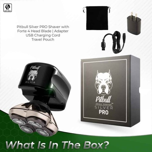 Skull Shaver Pitbull Silver Pro and Platinum Rinse Stand Bundle,Male Grooming Kit