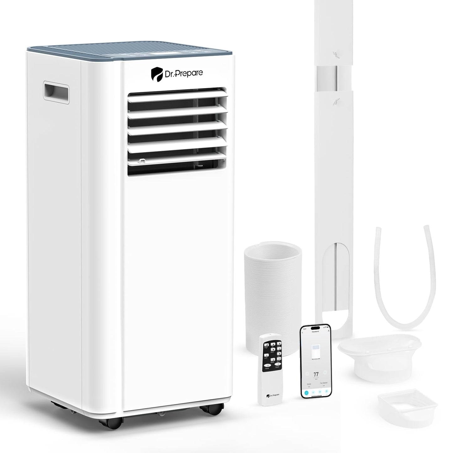 Dr.Prepare 8,000 Btu Portable Air Conditioner With Wifi, 4-In-1 Portable Ac Unit, Remote Control, Fast Cooling, 24H Timers With